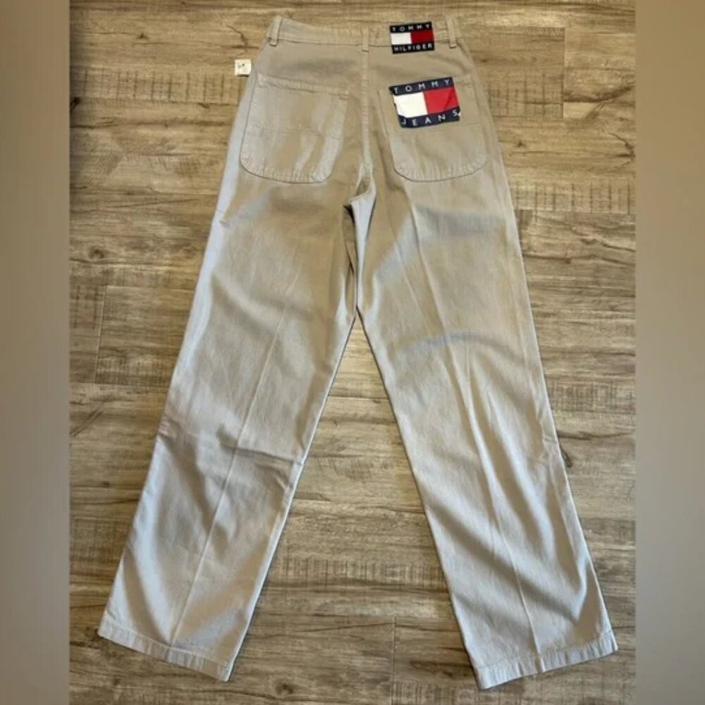 Tommy Hilfiger Men's 29x34 Beige Khaki Work Pants Tan with Logo Vintage NWT